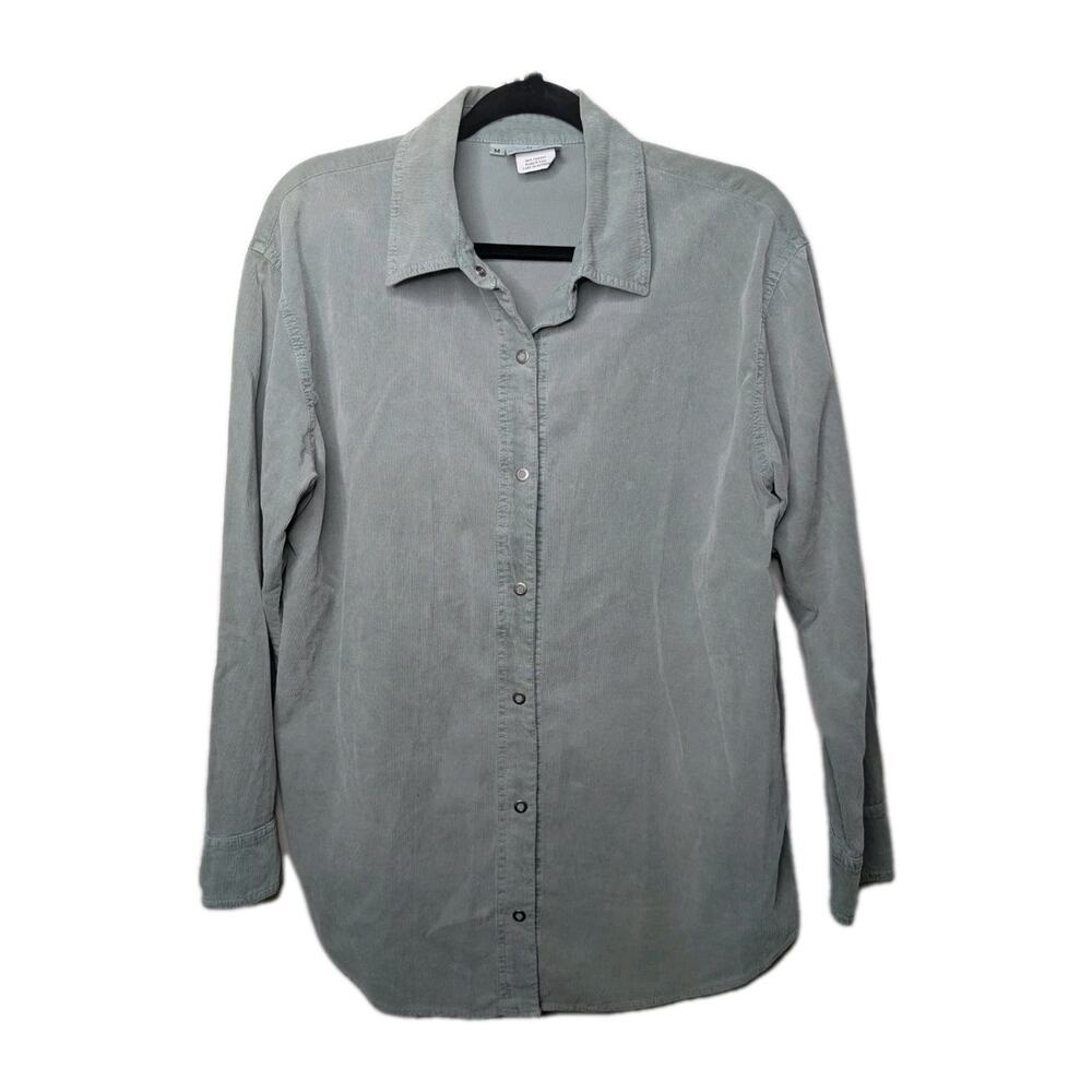 Hot Cotton By Marc Ware Micro Corduroy Sage Green Button Down Shirt Size M